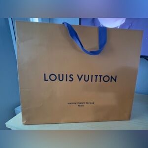 Louis Vuitton Orange Bag with Blue Handles